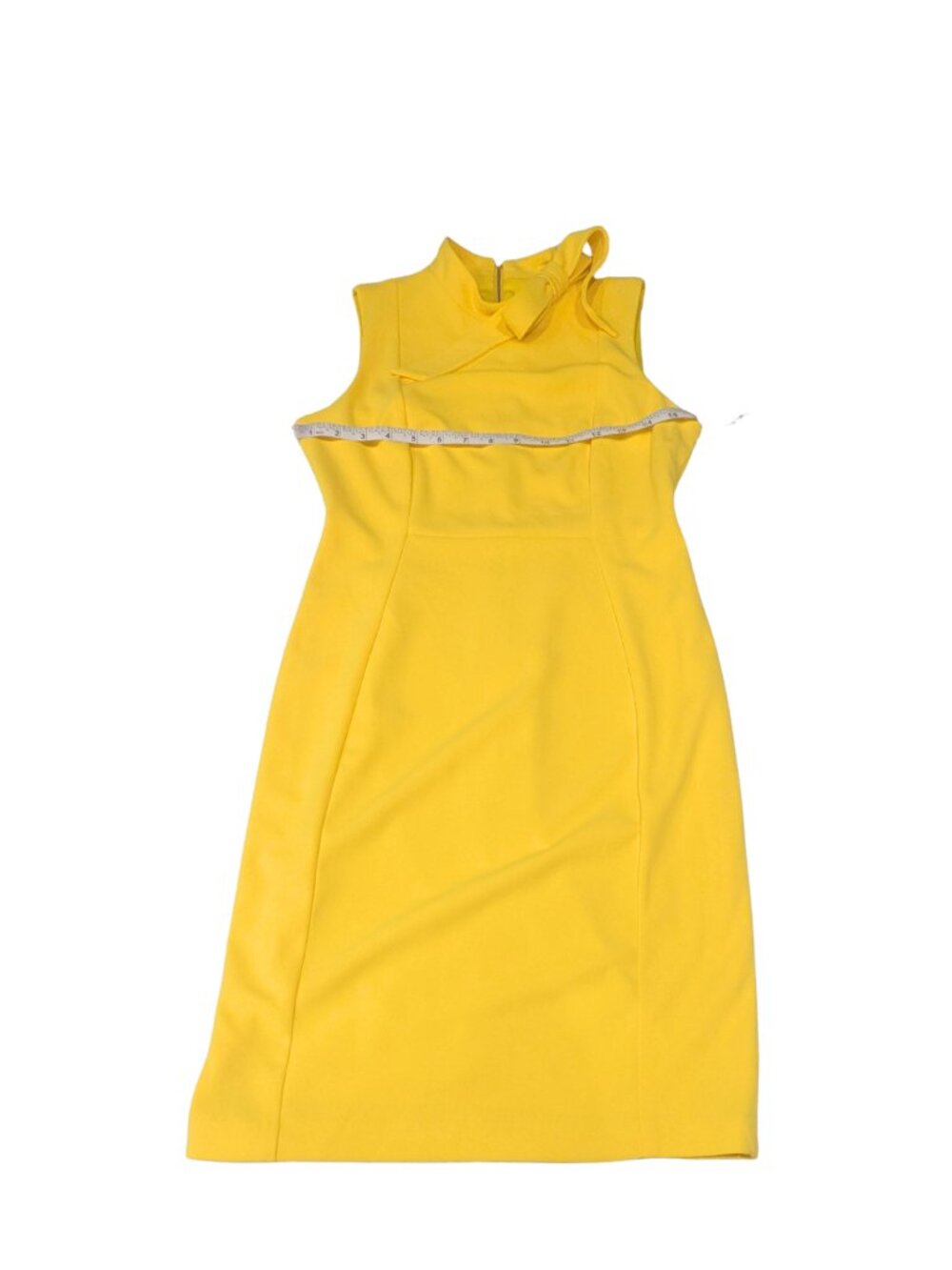 Calvin Klein Petite Yellow Bow Neck Sheath Dress 8P NWT - Picture 7 of 12